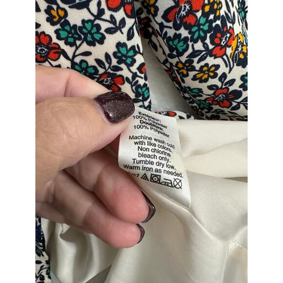 J. Crew Relaxed Ruffle Hem Dress L Fiery Sunset Floral - Picture 8 of 8